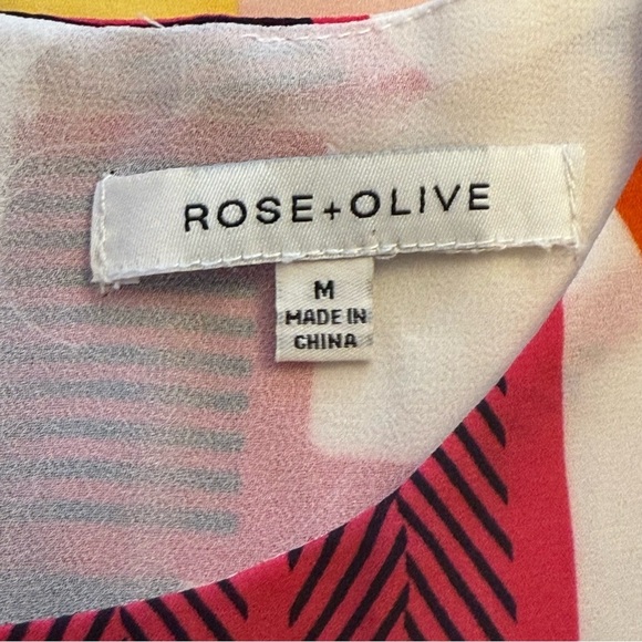 Rose + Olive Artsy Sleeveless Blouse Medium Colorful Abstract Boho Wearable Art - Picture 5 of 9